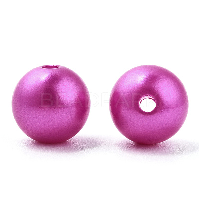 Spray Painted ABS Plastic Imitation Pearl Beads OACR-T015-05C-14-1