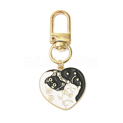 4Pcs 4 Styles Cat Alloy Enamel Pendant Decoration HJEW-JM02806-1