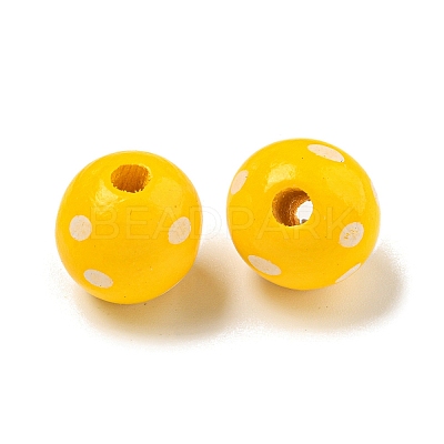 Printed Wood European Beads WOOD-G022-18K-1