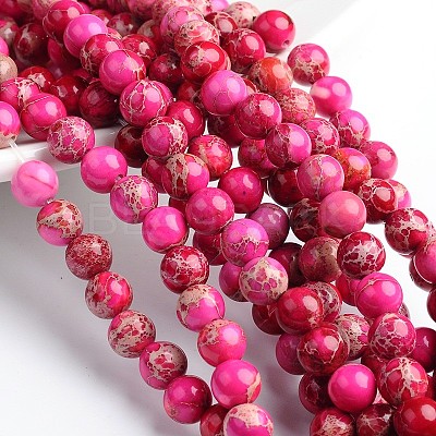 Dyed Natural Imperial Jasper Round Bead Strands G-M274-01-8mm-1
