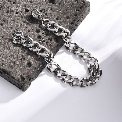 Non-Tarnish 304 Stainless Steel Curb Chain Bracelet for Men Women BJEW-G669-23P-1