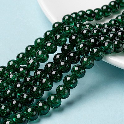 Spray Painted Crackle Glass Beads Strands CCG-Q001-8mm-17-1
