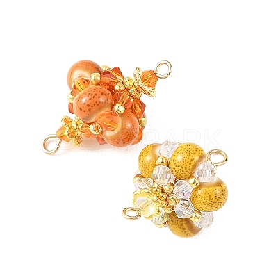 Handmade Porcelain & Glass & Seed Beads Links Connector Charms PALLOY-MZ01367-1