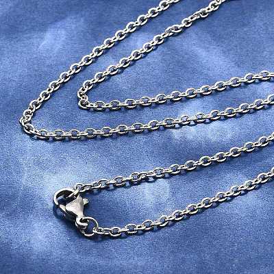 Tarnish Resistant Classic Plain 304 Stainless Steel Mens Womens Cable Chain Necklace Making STAS-P045-01P-1
