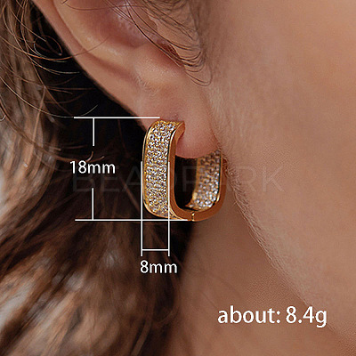Oval Brass Micro Pave Cubic Zirconia Hoop Earrings WG8C9EE-02-1