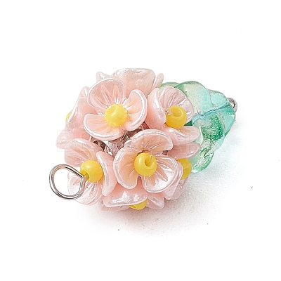 Glass Seed Beaded Flowerpot Pendants PALLOY-MZ00520-01-1