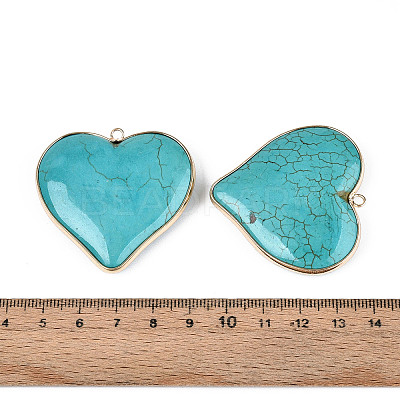 Dyed Synthetic Turquoise Heart Pendants TURQ-T004-30A-1