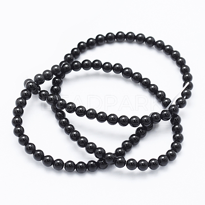 Natural Black Onyx Beads Strands G-E469-08-4mm-1