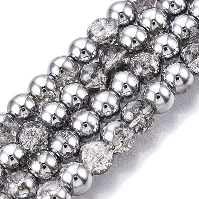 Electroplated Crackle Glass Beads Strands EGLA-N014-6mm-03-1