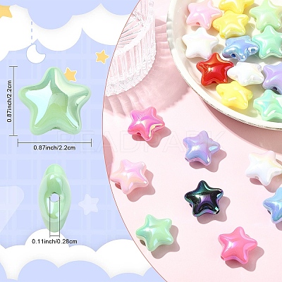 10Pcs UV Plating Plastic Beads SACR-YW0001-86A-1