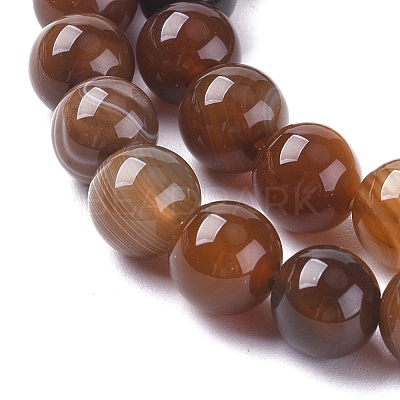 Natural Striped Agate/Banded Agate Beads Strands G-G582-6mm-55-1