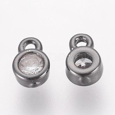 Brass Cubic Zirconia Charms ZIRC-P068-01B-1