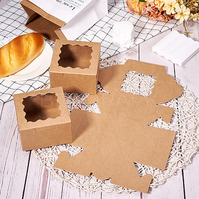 Square Paper Biscuit Boxes with Lace Edged Square Clear Window CON-TAC0001-12A-02-1