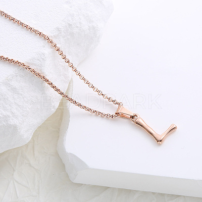Stainless Steel Letter Pendant Necklaces for Women Men GR8130-12-1
