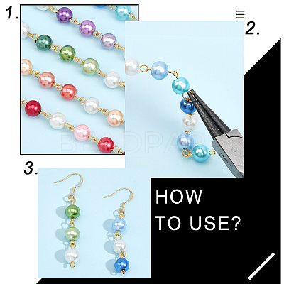 5Pcs 5 Color Handmade Glass Pearl Beaded Chain AJEW-CA0003-32-1