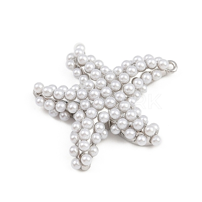Starfish Brass ABS Imitation Pearl Pendants KK-I352-04A-P-1