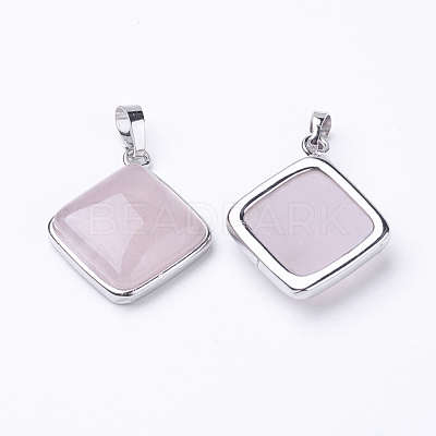 Natural Rose Quartz Pendants G-E420-03P-1