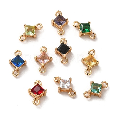Brass Pave Cubic Zirconia Connector Charms ZIRC-P114-13KCG-1