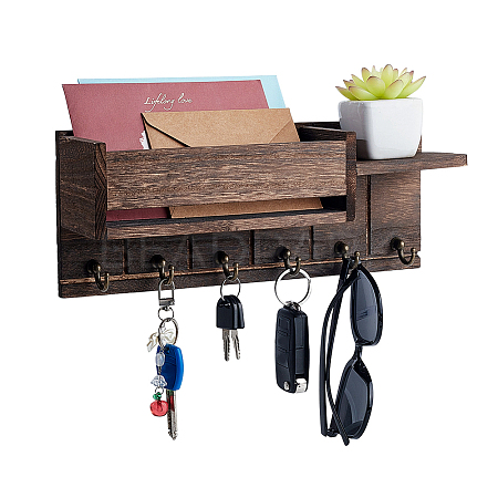 Wood & Alloy & Iron & Plasticc Wall-mounted Keychian Holder AJEW-WH0596-620-1