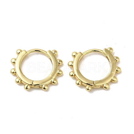 Granulated Ring Brass Huggie Hoop Earrings for Women EJEW-C097-06A-G-1