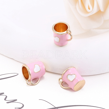 Alloy Enamel Mug Cup with Heart Miniature Ornaments PW-WG9EB43-05-1