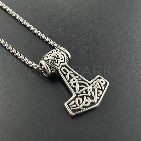 304 Stainless Steel Viking Hammer Pendant Stylish Punk Hip Hop Necklaces NX6366-1