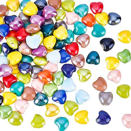 100Pcs Glazed Porcelain Beads FIND-FH0005-07-1