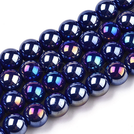 Electroplate Opaque Glass Beads Strands GLAA-T032-P8mm-AB03-1