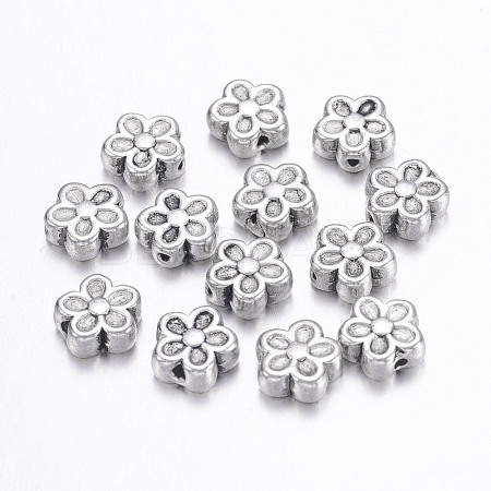 Tibetan Style Alloy 3D Flower Beads LF0476Y-NF-1