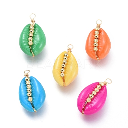 Spray Paint Cowrie Shell Pendants PALLOY-JF00449-1