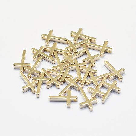 Long-Lasting Plated Brass Tiny Cross Charms KK-K193-010G-NF-1