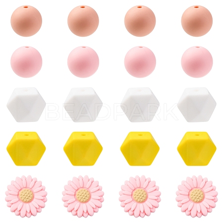 5 Styles Food Grade Eco-Friendly Silicone Beads SIL-FS0001-23-1