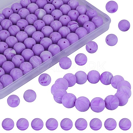 80Pcs Round Silicone Focal Beads SIL-SZ0001-24-30-1