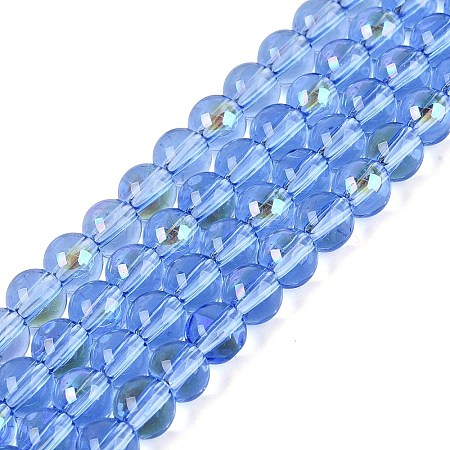 Transparent Electroplate Glass Beads Strands EGLA-Q132-6MM-01A-16-1