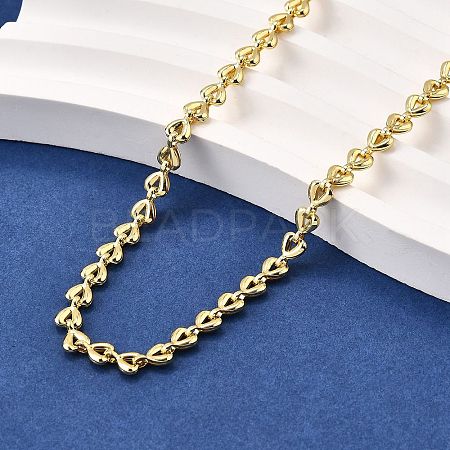 Brass Heart Link Chain Necklaces X-NJEW-M108-27G-1