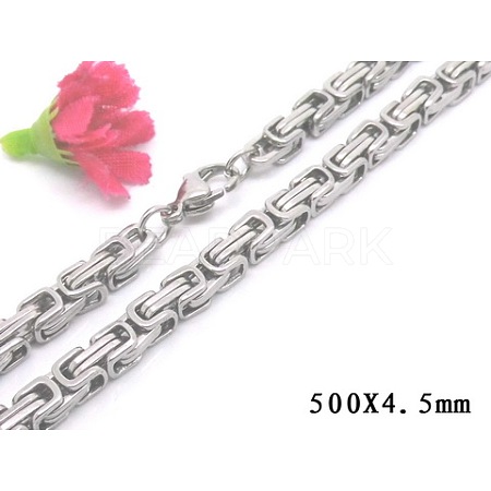 201 Stainless Steel Byzantine Chain Necklaces NJEW-V0313-02-1