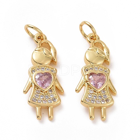 Brass Cubic Zirconia Pendants ZIRC-I062-01G-1