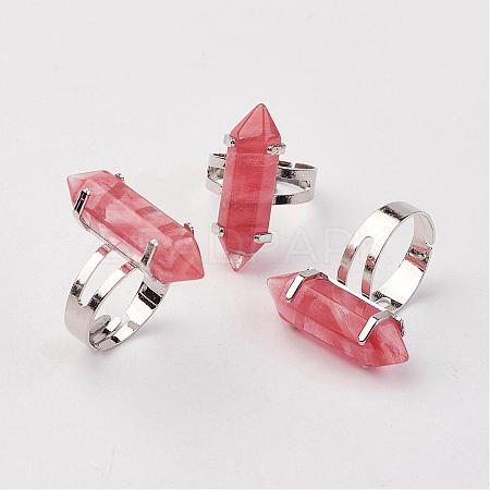 Cherry Quartz Glass Finger Rings RJEW-P120-C05-1