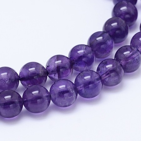 Natural Amethyst Round Bead Strands G-M212-6mm-02B-1