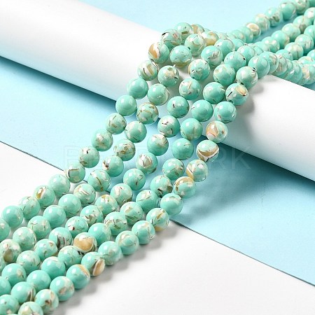 Synthetic Turquoise and Sea Shell Assembled Beads Strands G-D482-01E-08-1