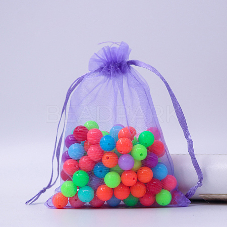 Rectangle Organza Drawstring Bags CON-PW0001-054B-23-1