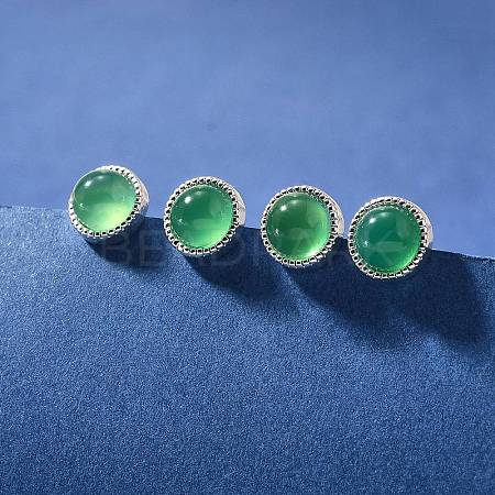 Natural Green Onyx Agate(Dyed & Heated) Ear Studs EJEW-L099-08P-1