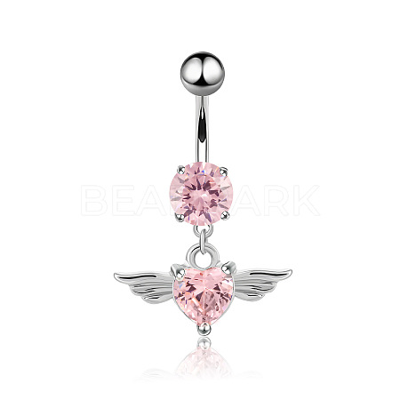 Piercing Jewelry Stainless Steel Micro Pave Cubic Zirconia Split Navel Ring Belly Rings WG4019F-03-1
