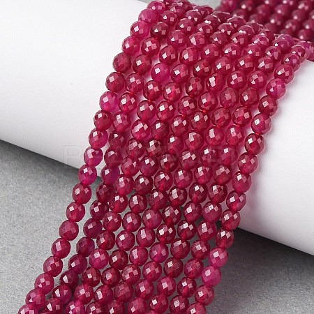 Lab Grown Red Corundum Beads Strands G-Z123-A01-4mm-1