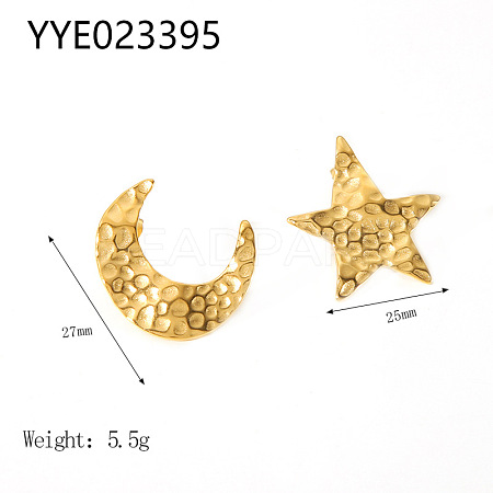 Stylish 304 Stainless Steel Star Moon Stud Earrings WQ3777-2-1