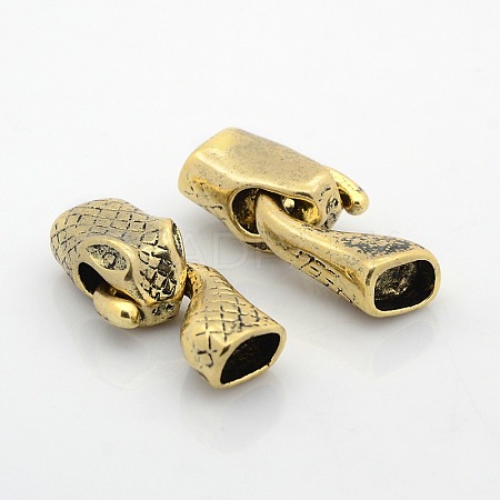 Tibetan Style Alloy S-Hook Clasps and Cord Ends PALLOY-J417-08AG-NF-1