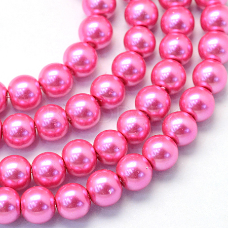 Baking Paint Pearlized Glass Pearl Round Bead Strands HY-Q003-4mm-54-1
