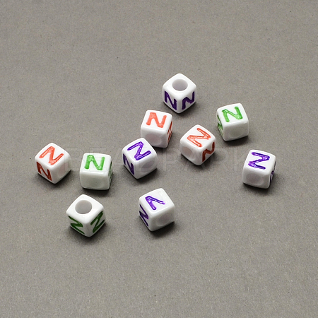 Large Hole Colorful Acrylic Letter European Beads SACR-Q104-02Z-1