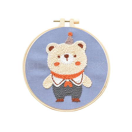 Animal Theme DIY Display Decoration Punch Embroidery Beginner Kit SENE-PW0003-073O-1
