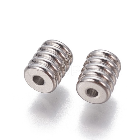 201 Stainless Steel Grooved Beads X-STAS-P239-06P-1